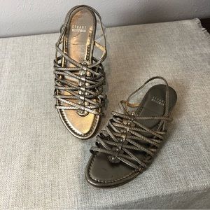 Stuart Weitzman sandals size 7/7.5N metallic elastic